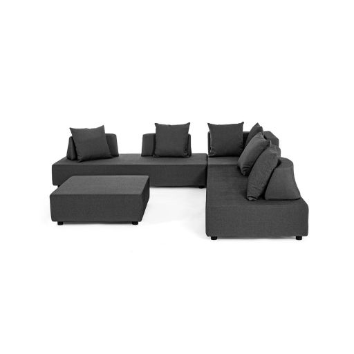 Set mobilier modular pentru gradina, terasa, Piper Sand, 2 canapele + taburet, gri carbune