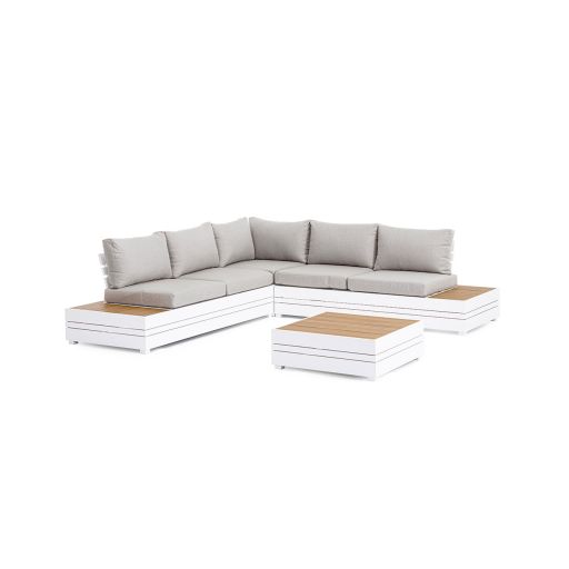 Set mobilier pentru gradina, terasa, Osten, 3 module + masa de cafea, alb