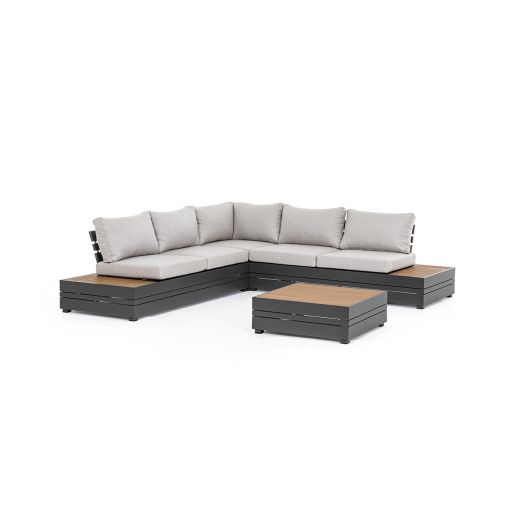 Set mobilier pentru gradina, terasa, Osten, 3 module + masa de cafea, gri carbune