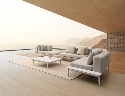 Modul canapea transformabil pentru gradina, terasa, Matrix, aluminiu, alb